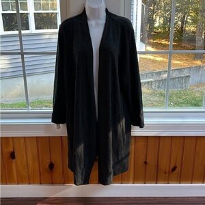 Pure Jill Classic Open Long Flyaway Gray Sweater size Large